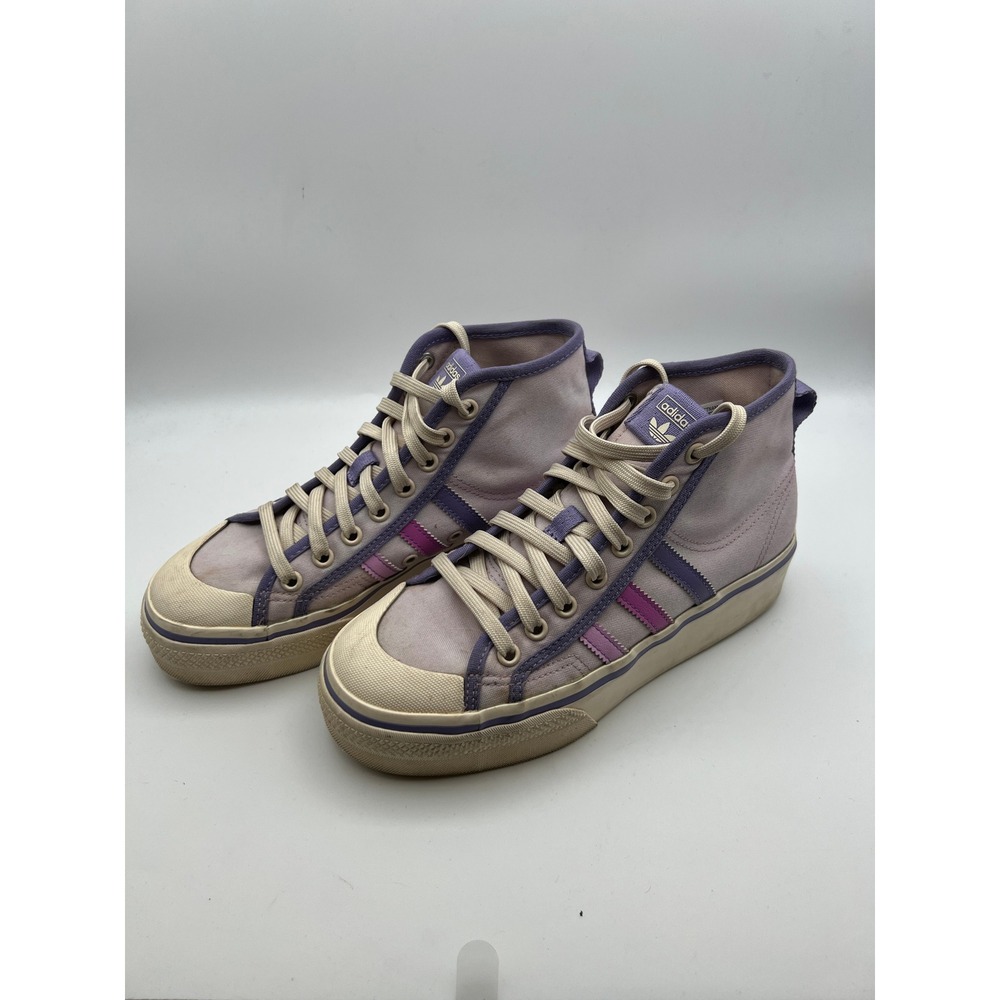 Adidas Nizza Parley Hi Mens Purple Lilac Canvas High Top Sneakers Mens Size 7